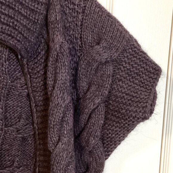 Elsamanda Women's Cable Knitted Chunky Cardigan Wool Alpaca Blend Warm Italy - Picture 5 of 8